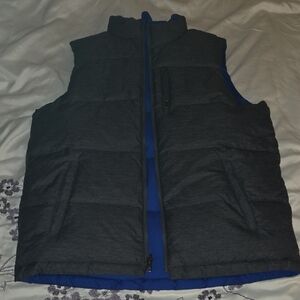 Boy's Gray and Blue Reversible Puffer Vest
